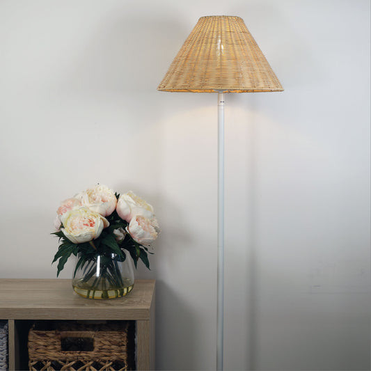 Belize rattan floor lamp in a room setting