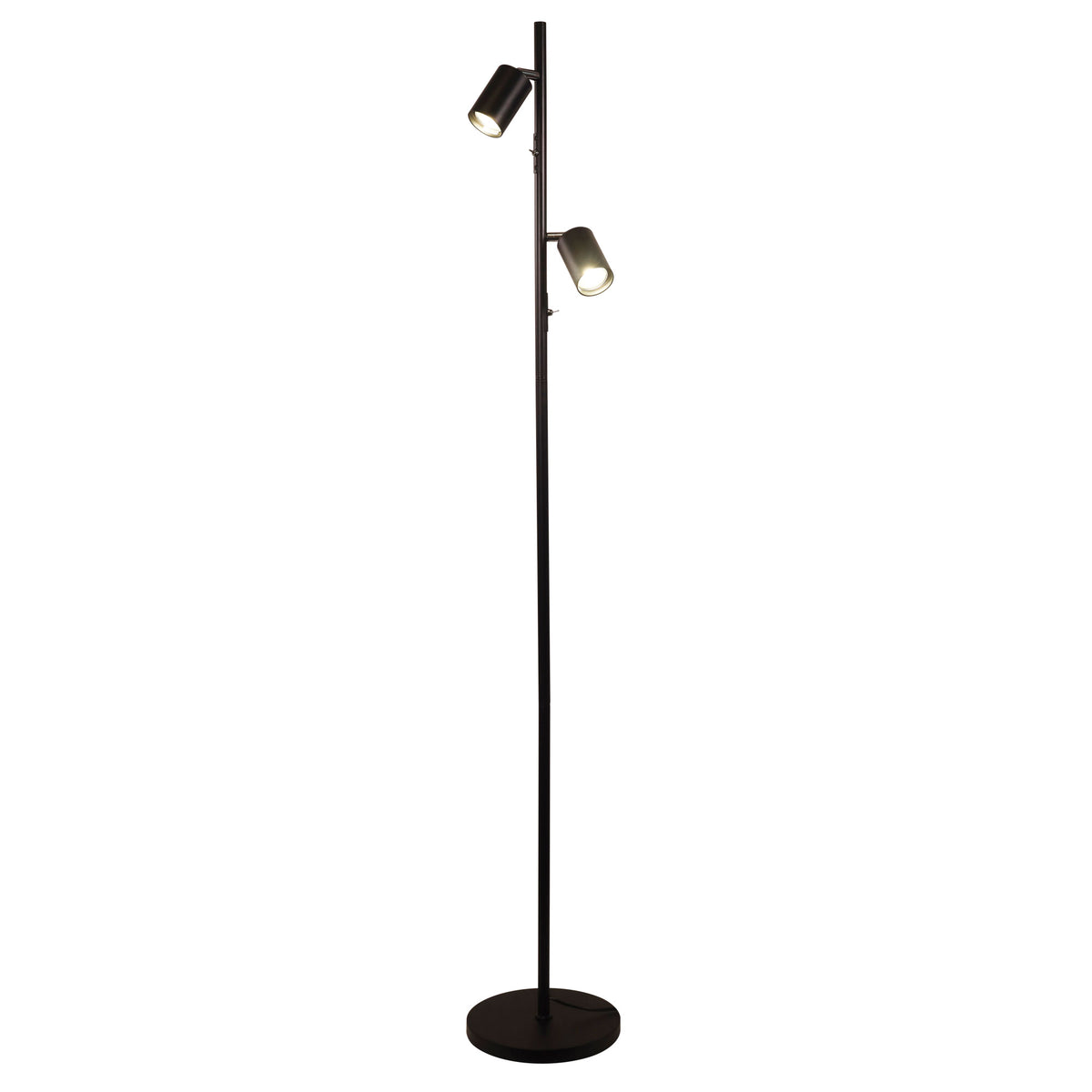 Ponte twin floor lamp, switched on