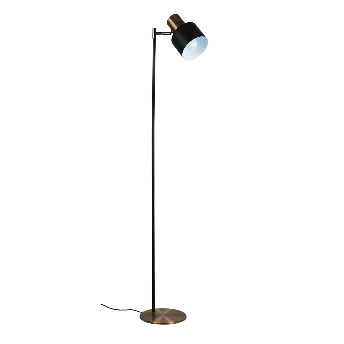 Ari Mid-Century Floor Lamp, Black and Brushed Copper