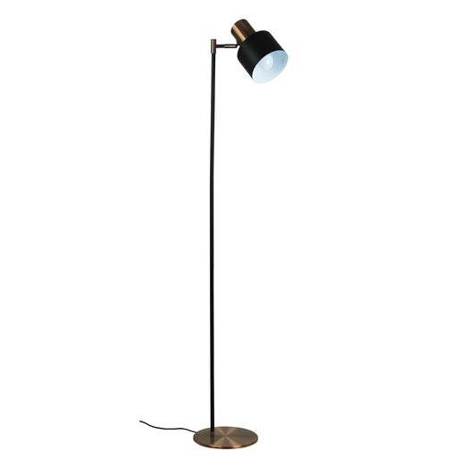 Ari Mid-Century Floor Lamp, Black and Brushed Copper
